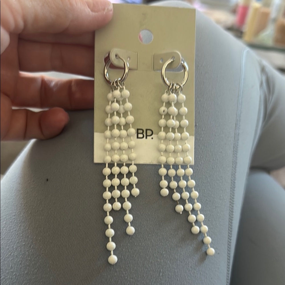 bp White Geometric Chandelier Earrings